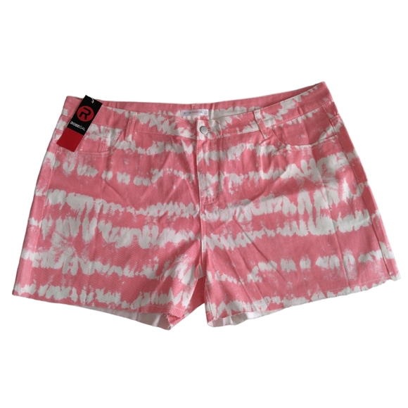 NWT Rosegal 3X/US 20 Pink White Tie Dye Lightweight Denim Distressed Hem… - Picture 1 of 14